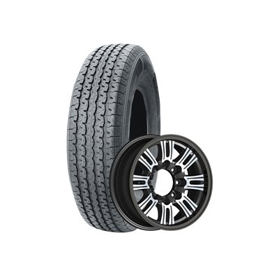 ASS.235 / 80-R16 10PR 8T / 6.5" ALUM NOIR GLOSS MACHINÉ VELOCIT